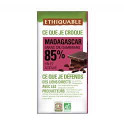 Chocolat noir 85% cacao Madagascar BIO 100g Ethiquable