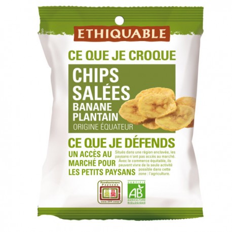 Ethiquable Chips salées banane plantain Equateur BIO 85g