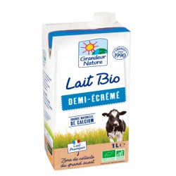 LAIT UHT DEMI-ECREME BRIQUE 1 L GRANDEUR NATURE