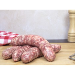 Saucisse de viande type toulouse pur porc sous-vide par  5 sous vide. Paquet de 750g environ  payé au kg
