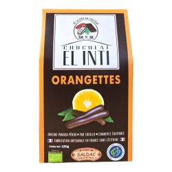 Orangettes lamelles d'écorces d'orange enrobées de chocolat noir 125g