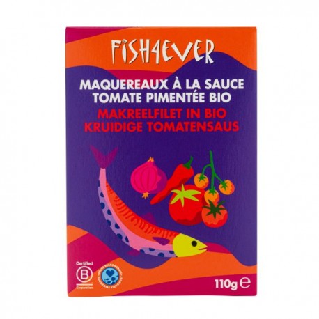 Filets de maquereaux à la sauce tomate pimentée bio 110 g. Fish4ever