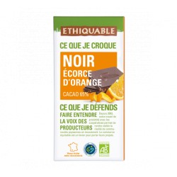 Chocolat noir 65 % écorces d'orange Pérou/Equateur BIO 100g