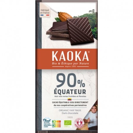 TABLETTE CHOCOLAT NOIR 90% EQUATEUR (100G) KAOKA