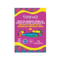 Filets de hareng fumé au citron & poivre concassé bio sans huile. Fish4ever
