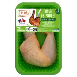 CUISSE DE POULET JAUNE X2 SOUS ATM. (+/- 550G) ELIBIO - EPICIERS BIO